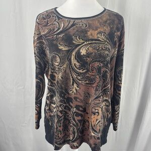 Elegant Paisley Long Sleeve Top